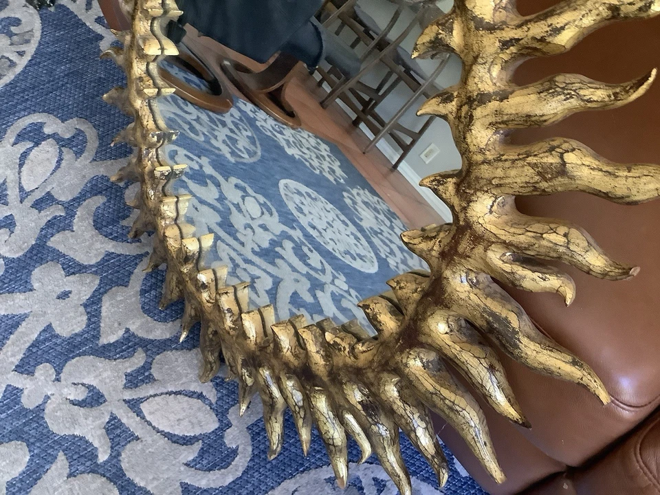 Christopher Guy Contemporary Flame  Mirror Hand Carved Helianthus 39” - Image 4 of 4