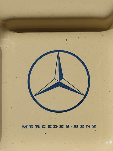 VINTAGE OLD ADVERTISING ENAMEL ON TIN AUTOMOBILE ASHTRAY MERCEDES-BENZ GERMANY
