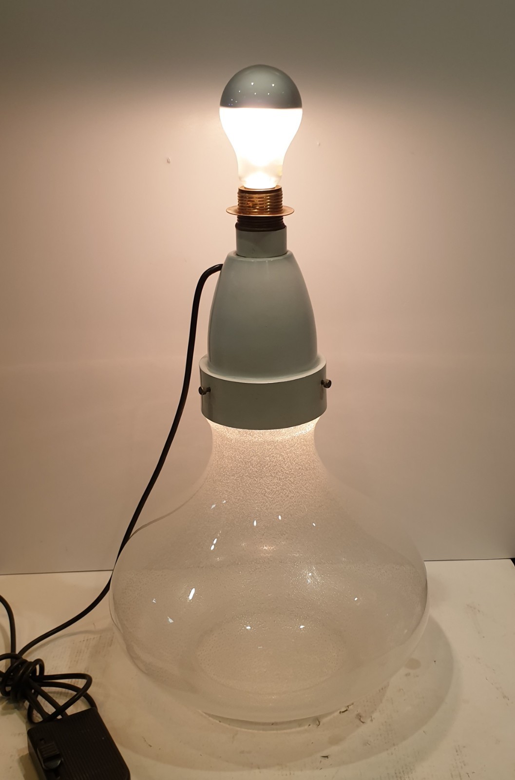 LAMPADA DA TERRA / TAVOLO VINTAGE IN VETRO DI MURANO CON DOPPIA LUCE -ANNI 60/70