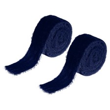 1-1/2 Inch Velvet Ribbon, 2 Roll Total 6 Yard Frayed Ribbon, Dark Blue