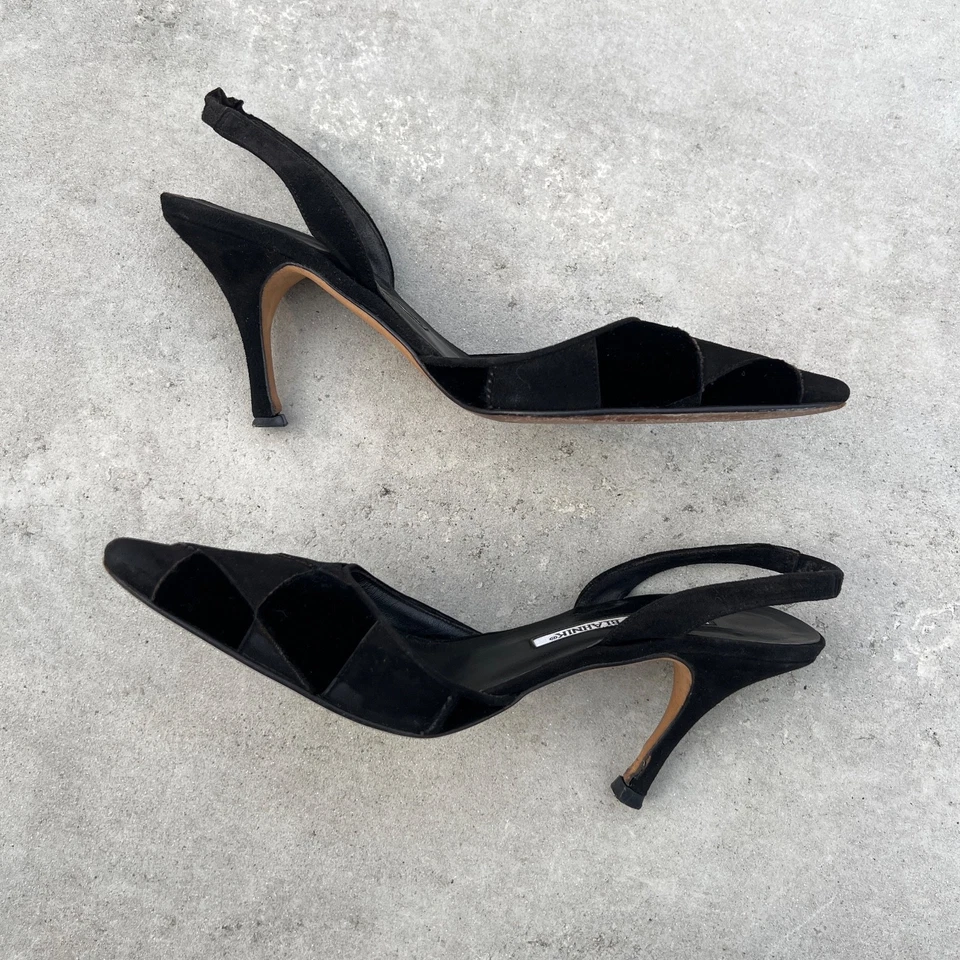 Manolo Blahnik | Salto quadriculado preto camurça biqueira pontiaguda (35,5) - Imagem 4 de 4