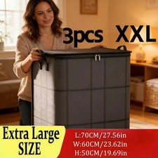 3 Pack Large Clothes Storage Bags Foldable Double Zipper Quilt Blanket Closet