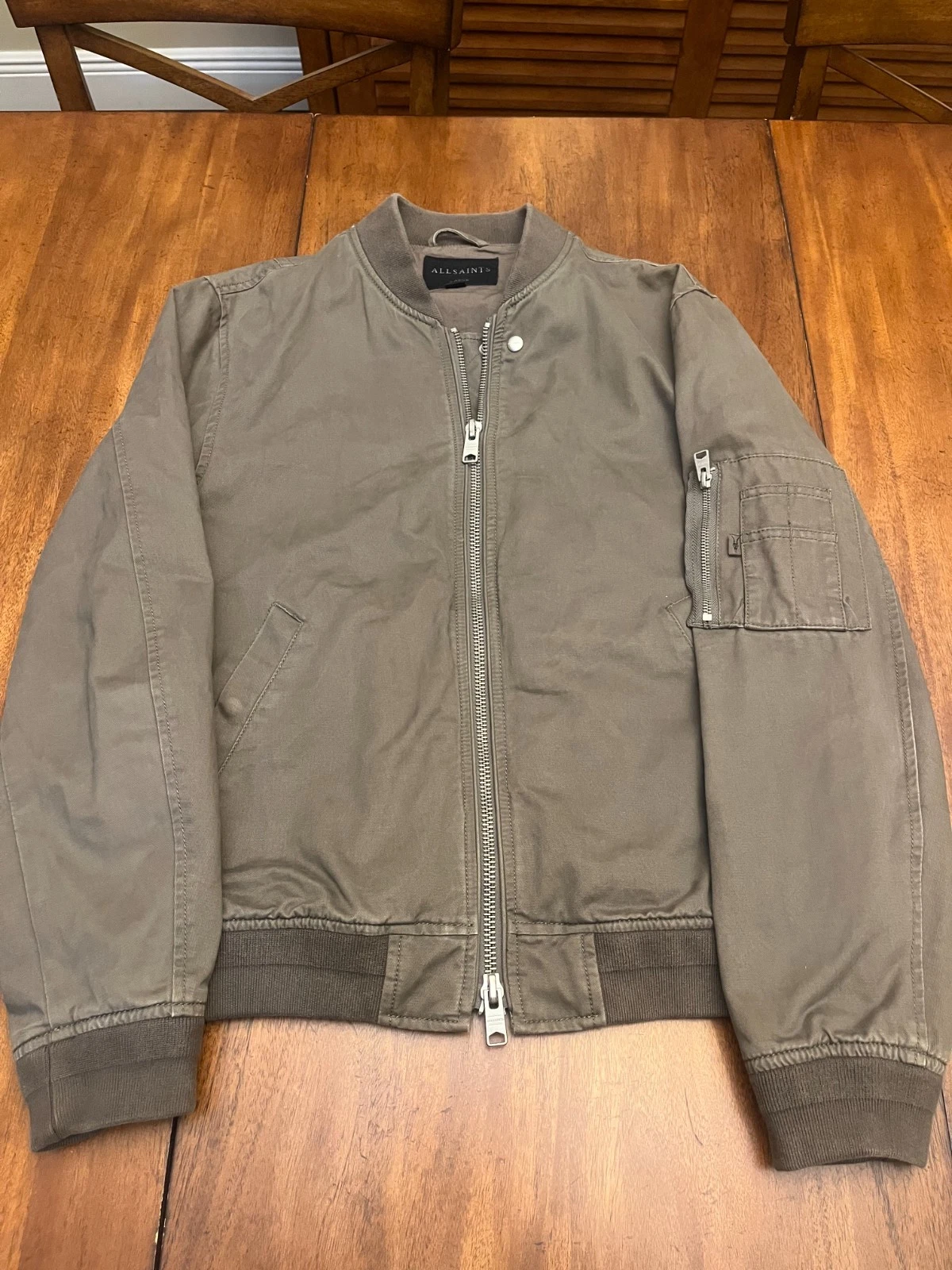 RARE Vintage Allsaints Men Satta Bomber Jacket Large Cotton Army Green Military - product detail image 1