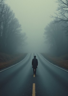 Cinematic Lone Figure Wall Art | Moody Human Scale Landscape Print | Minimal 