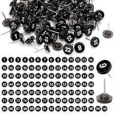 100 Pcs Numbered Push Pin Tacks 1-100 Sequential Number Tacks Push Pins 11 mm...