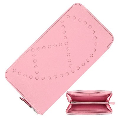 HERMES Evelyne Azap Long Wallet Pink SHW Chèvre Mysore Leather Women
