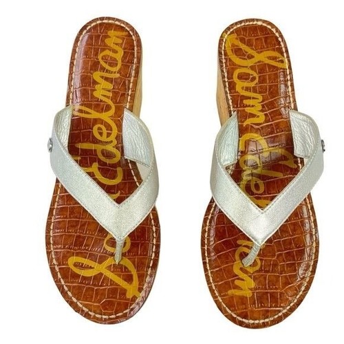 Sandali donna Sam Edelman misura 8,5 Romy cinturino argento tacco zeppa sughero - Foto 4 di 13