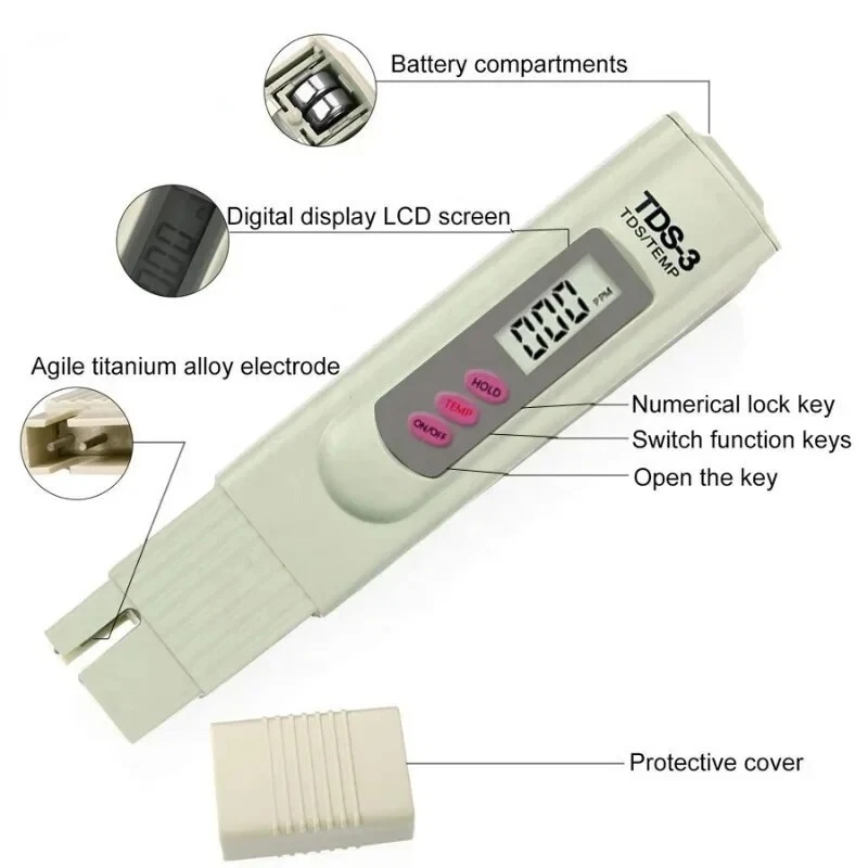 Digital TDS Meter TDS-3 PPM Temperature Water Hardness Tester Hold Pen Type - Image 2 of 4