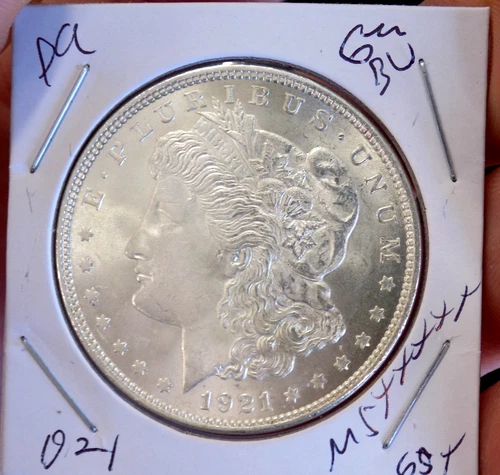 MORGAN SILVER DOLLAR 1921 GEM BU MS+++++ BLAZING  90% SILVER DOLLAR HIGH GRADE