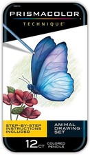 Prismacolor Technik Tier Zeichenset Anleitungen 12 Stück NEU, versiegelt!