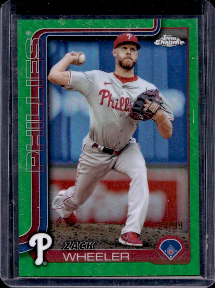 2025 Topps Chrome Zack Wheeler Green Refractor #24/99 Phillies