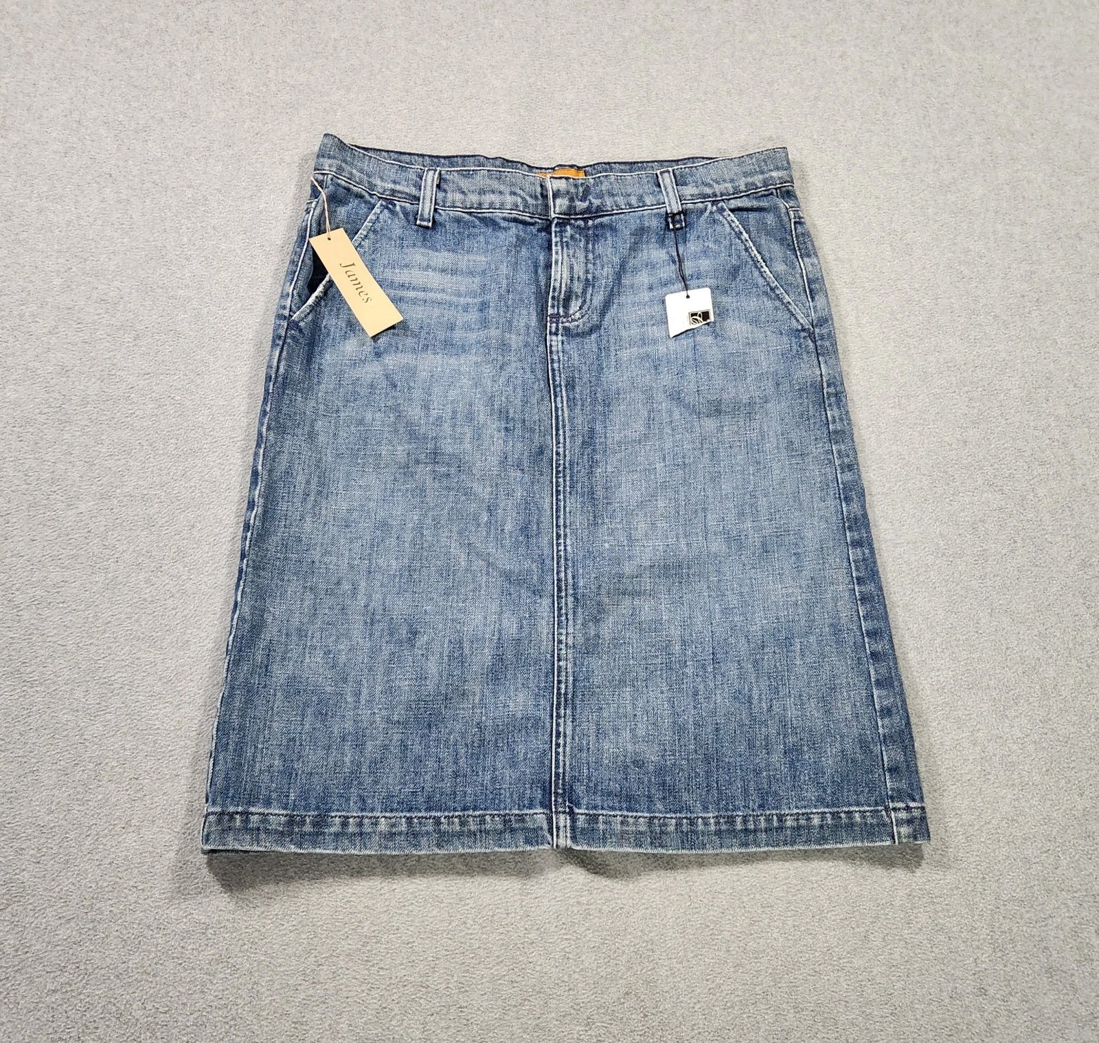 NWT James Preserved Denim Flat Front Jean Skirt Women's Size 29 Made in USA W33"