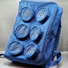 Official LEGO Blue Brick Shaped Novelty Backpack Rucksack Bag 6 Peg 7 Compartmen