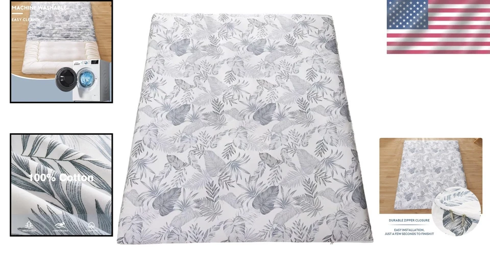 Funda Futón Algodón Cremallera Lavable para Colchón de Piso Queen Foto 2 de 4