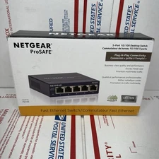 NETGEAR FS105 ProSafe Fast Ethernet Switch 5 Port 10/100 Mbps with Power Adapter
