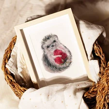 Fine Art Print Giclée Poster Watercolor Baby Hedgehog Wall Art Nursery Decor