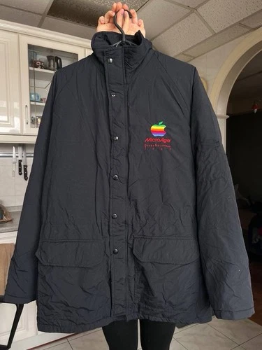 Vintage Apple Computer Zip Jacket Winter Apple Micro Age 89/90 Rainbow Logo USA image 5