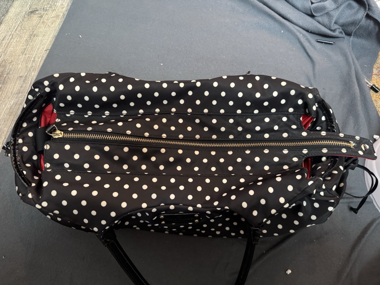 Kate Spade Black White Polka Dot Diaper Bag Tote w/ Changing Pad Large Nylon thumbnail 4