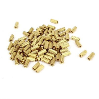 100 Pcs Female Threaded Pillars Brass Standoff Spacer Gold Tone M2x7mm  #pq