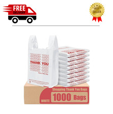 1000 Bags T-Shirt Thank You Plastic Grocery Store Shopping Carry Out Bags