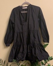 Zara XL Tier Puff Mini Dress Pullover Black Swing Ruffle Hem Swishy Party Event