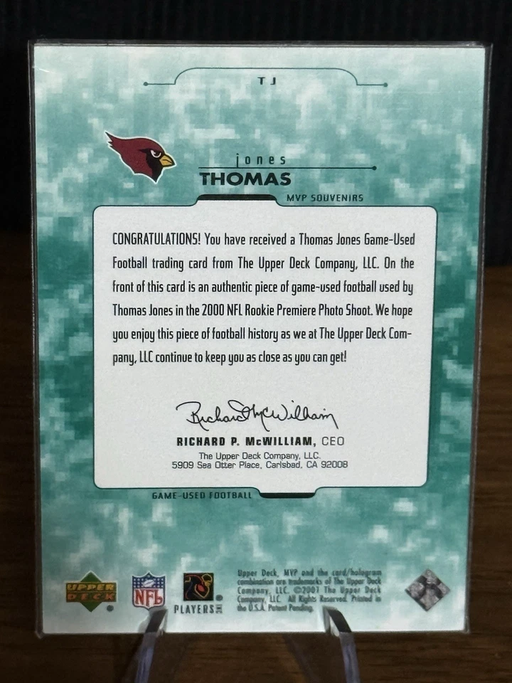 2001 Upper Deck MVP - Souvenirs Thomas Jones #TJ (MEM) - Image 4 of 4