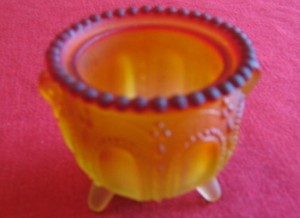 Imperial Glass Satin Finish Open Top Footed Salt Cellar with Starburst Marking