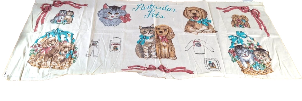 Panel de tela de algodón vintage con apliques de mascotas particulares gatitos y cachorros 44"x17" Foto 2 de 4