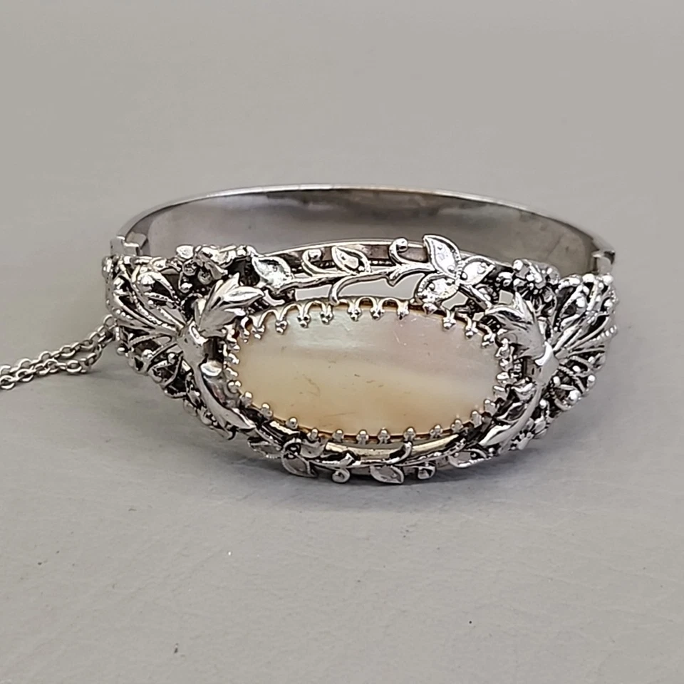 Juego de pendientes de clip de pulsera Whiting Davis vintage pinza con bisagras tono plata Foto 3 de 4