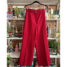 Vintage 1970  s Red Disco Retro Pants Women's High Waisted Flare size SMALL 26