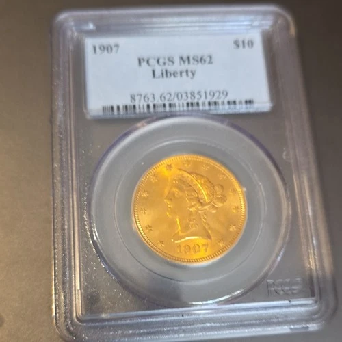 1907 $10 Liberty Gold Eagle PCGS MS62 Philadelphia Gold Coin Uncirculated