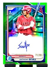 2024 Bowman Anthony Scull Chrome Autographs Green Shimmer Refractors #/99