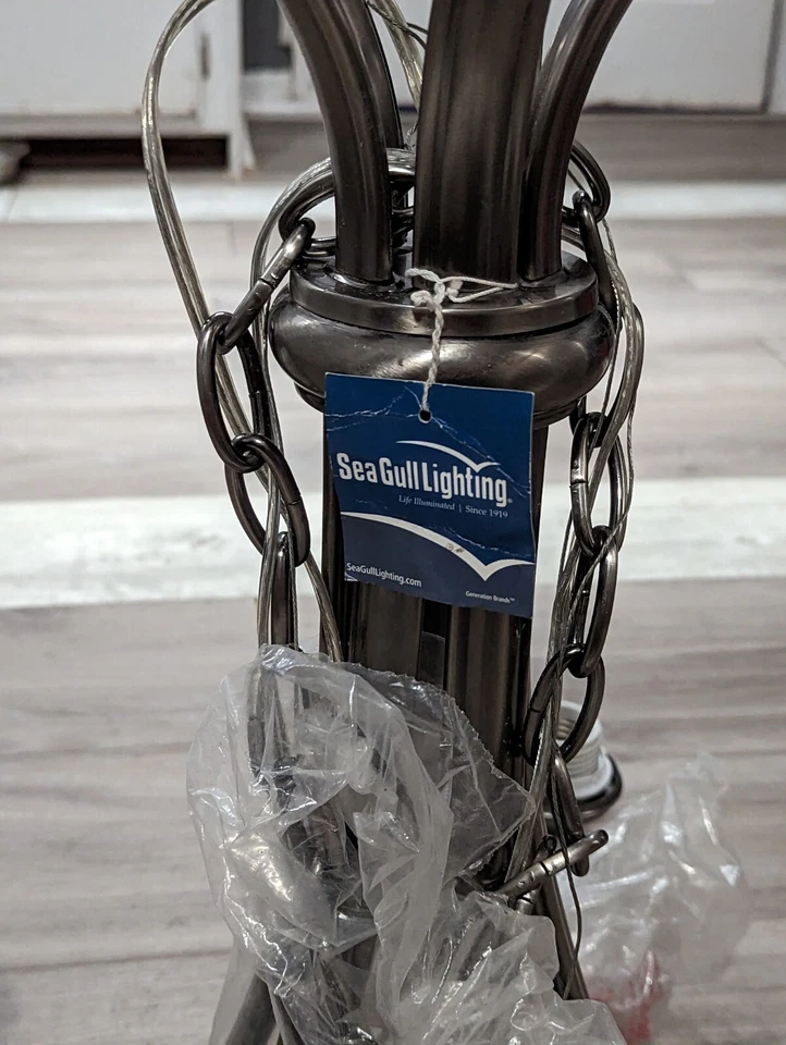 Lámpara de techo Sea Gull Rialto 5 luces 26" níquel cepillado 31361-829 Foto 3 de 4