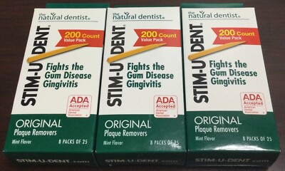 [3x] Stim-U-Dent Plaque Removers Mint Flavor, Fights Gum Disease - 200 ct/EA.