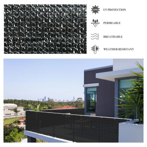 Copertura Schermo Recinzione Privacy Esterno per Giardino Patio Nero Balcone Rail Deck 3-5' - Foto 5 di 6
