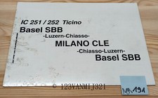 Plaque SBB Zuglaufschild IC 251 252 TICINO * BASEL CHIASSO MILANO *191sncf