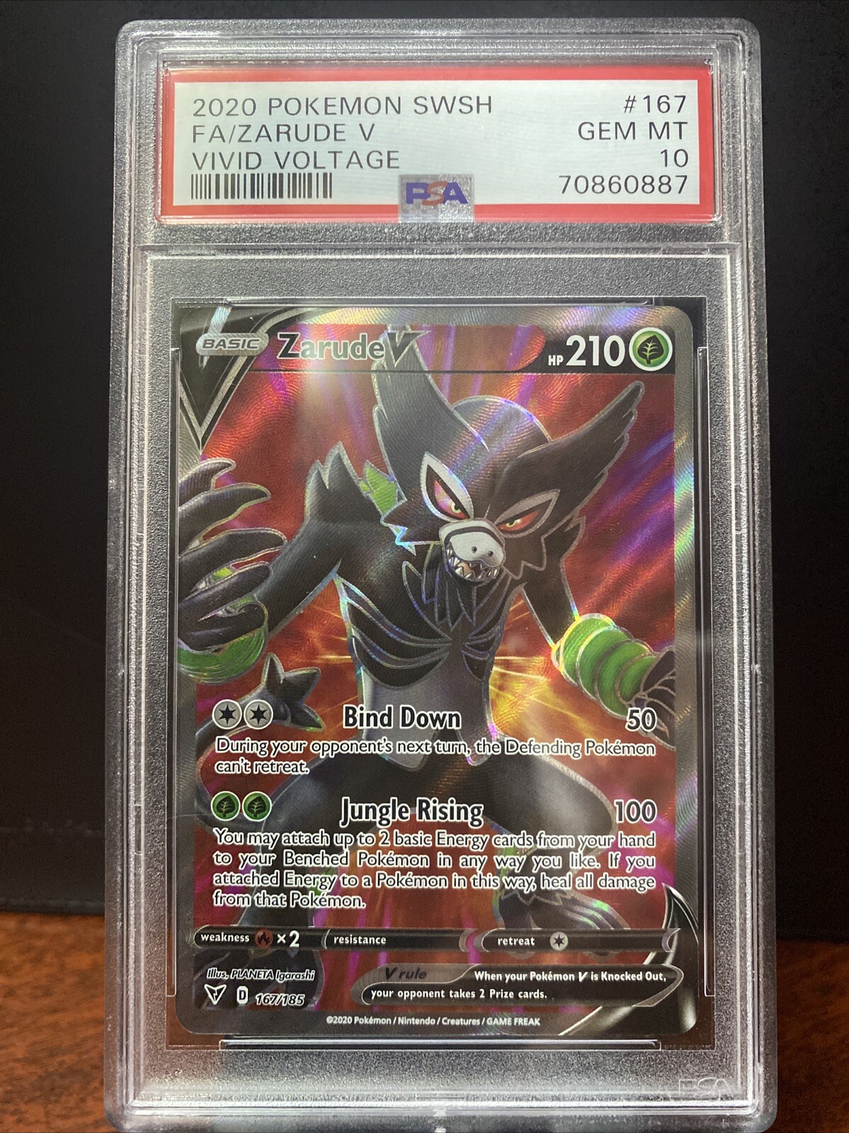 Pokemon TCG 2020 Vivid Voltage SWSH 167/185 Zarude V Full Art PSA 10 GEM MINT MT