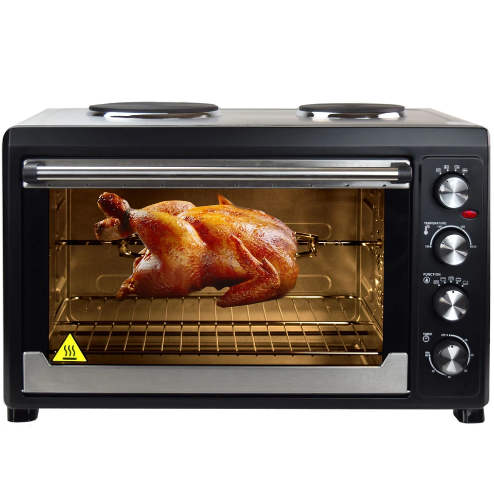 60 LITER MINI BACKOFEN Sossix mit KOCHPLATTEN UMLUFT und DREHSPIESS KLEINKÜCHE - Bild 2 von 4