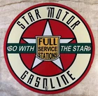 Star Motor Gasoline & Oil Porcelain Metal Sign 11 3/4 Round Vintage Style