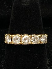 Anniversary 14K Yellow Gold Five Stones Diamond Unisex Wedding Band Ring 6.1gr.