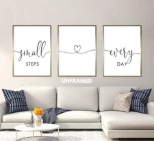 Small Steps Every Day, Set of 3 Prints, Minimalist Art, Home Wall Decor