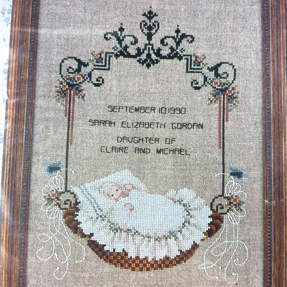 Told In a Garden Cross Stitch Pattern Baby in a Basket + Belfast Linen Canvas - Image 2 of 4