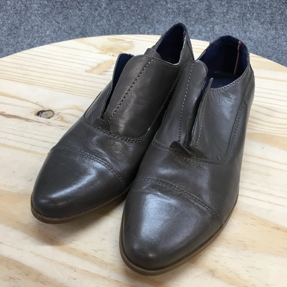 Tommy Hilfiger Zapatos Mujer 9.5 M Finn Puntera Sin Cordones Oxford Gris Cuero Foto 3 de 4