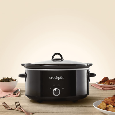 Crockpot 7 Quart Oval Manual Slow Cooker Removable Round Stoneware/Lid  - Black