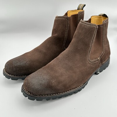 Sandro Moscoloni Chelsea Ankle Boots Mens 8.5D Brown Suede Pull On Lug Sole