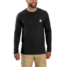 NWT Carhartt Mens T-Shirt Heather Black Medium Loose Fit Long Sleeve Crew Neck