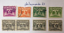 lot Timbres Pays Bas oblitérés. YT 165( paire), 168/170, 276 1924/1935. 