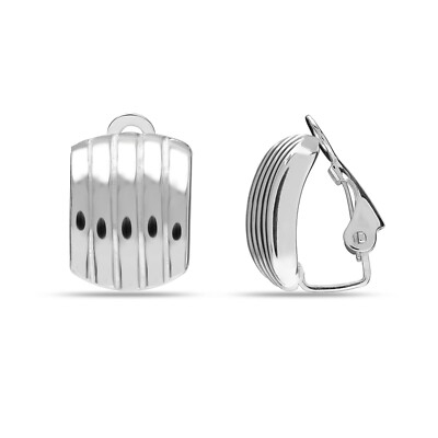 LeCalla 925 Sterling Silver Non-Pierced Clip-On Stud Earring for Women Teen 15mm