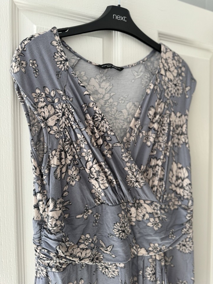 Ladies Dorothy Perkins Grey Floral Dress Size 20 Please Read. eBay