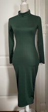 Midi Bodycon Dress Mock Neck Women’s Size S Green